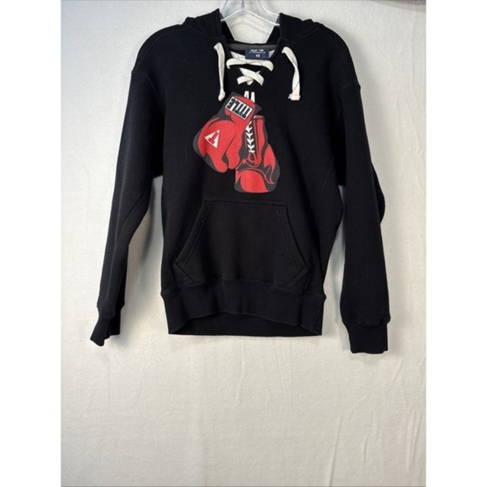 J America Boxing Gloves Black Cropped Hoodie MMA XS K1237‎